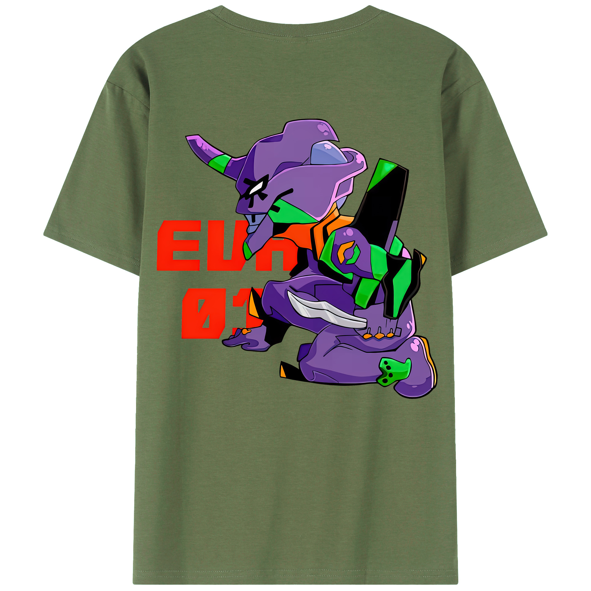 （画像用） EVA 新世紀エヴァンゲリオン 綿100％ メンズ半袖Tシャツ（バックプリント） 通気性